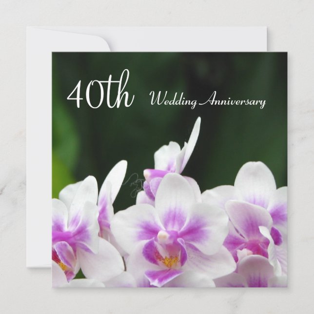 Invitation pour les 40 ans de mariage Orchidées (Devant)
