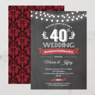 Invitation pour les 40 ans de mariage. Rouge rubis