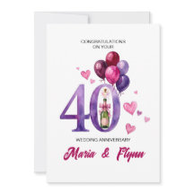 Invitation pour les 40 ans de mariage Rubis