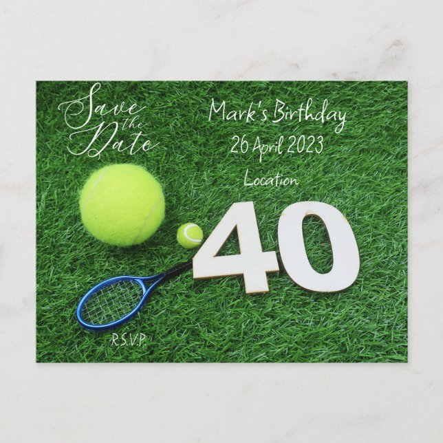 Invitation pour les 40 ans de Tennis, "Save the Da (Devant)