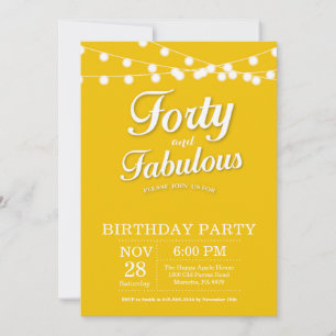 Invitation pour les 40 ans Jaune Fabuleux