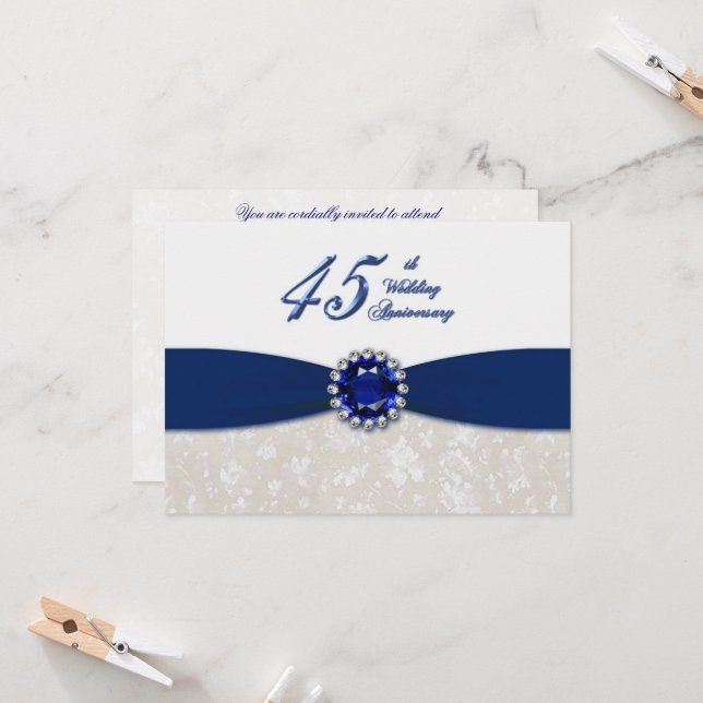 Invitation pour les 45 ans de mariage - Damassé (Devant/Arrière en situation)
