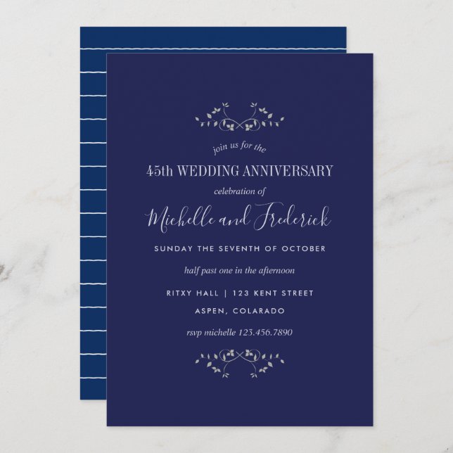 Invitation pour les 45 ans de mariage de saphir (Devant / Derrière)