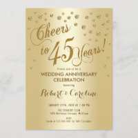 Invitation pour les 45 ans de mariage en or