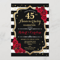 Invitation pour les 45 ans de mariage - Rouge Or N