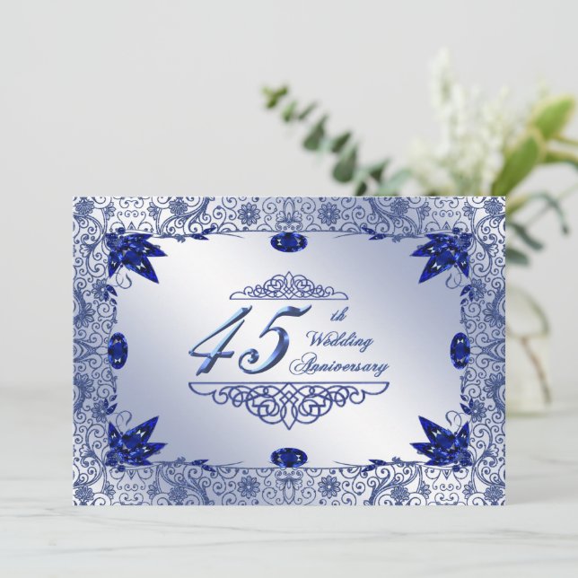 Invitation pour les 45 ans de mariage Saphir 5x7 (Debout devant)