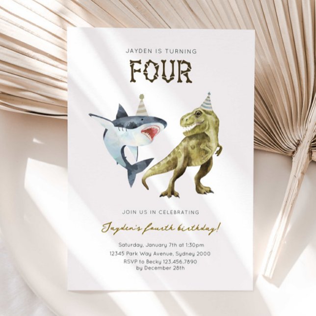 Invitation pour les 4 ans de Shark & Dino, fête av (Créateur téléchargé)