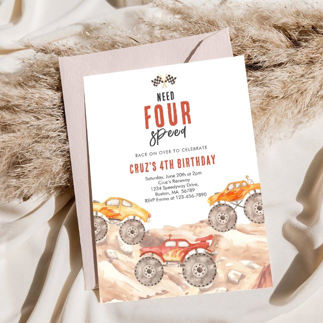 Invitation pour les 4 ans d'un garçon amateur de M (Créateur téléchargé)