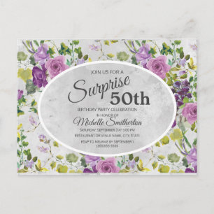 Invitation pour les 50 ans avec motif floral aquar