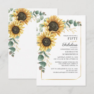 Invitation pour les 50 ans avec tournesol floral e