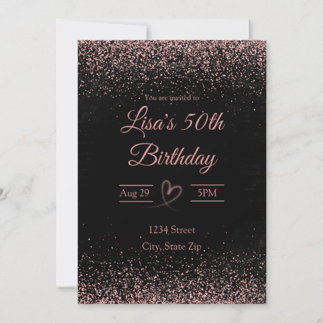 Invitation pour les 50 ans – Confettis Paillettes  (Devant)