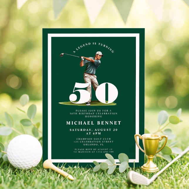 Invitation pour les 50 ans de Green Golf (Green Golf 50th Birthday Invitation)