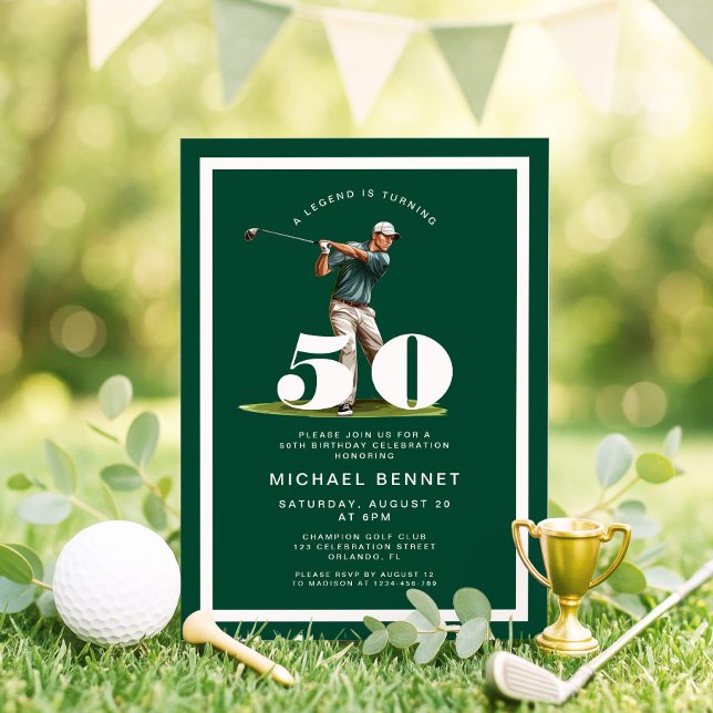 Invitation pour les 50 ans de Green Golf (Green Golf 50th Birthday Invitation)