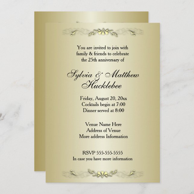 Invitation pour les 50 ans de mariage (Devant / Derrière)