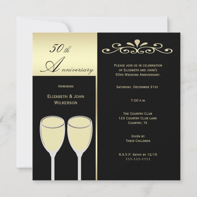 Invitation pour les 50 ans de mariage (Devant)