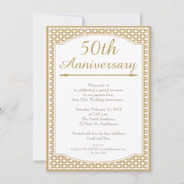 Invitation pour les 50 ans de mariage (Devant)