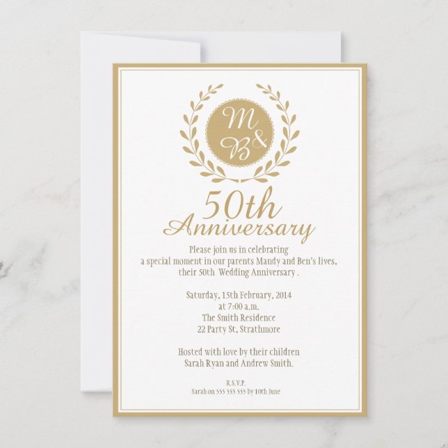 Invitation pour les 50 ans de mariage (Devant)