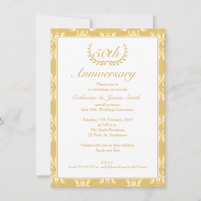 Invitation pour les 50 ans de mariage (Devant)