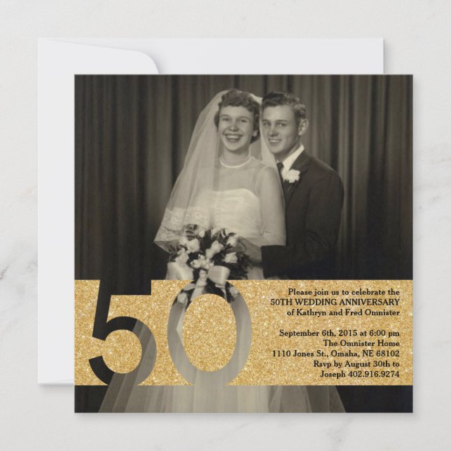 Invitation pour les 50 ans de mariage 5,25 x 5,25 (Devant)