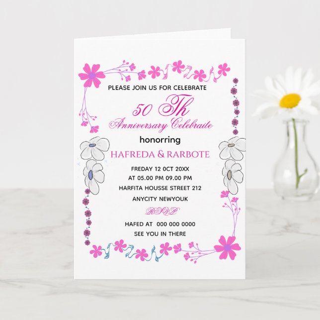 Invitation pour les 50 ans de mariage, Anniversair (Petite plante)