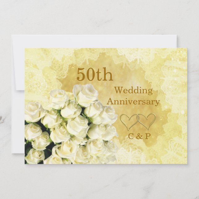 Invitation pour les 50 ans de mariage avec des ros (Devant)