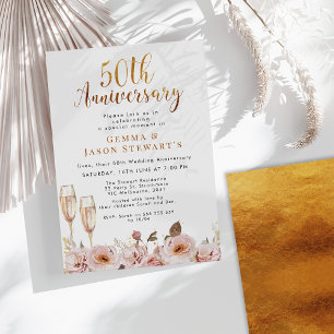 Invitation pour les 50 ans de mariage Blush Floral