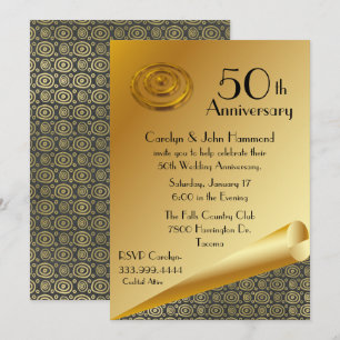 Invitation pour les 50 ans de mariage Chic Gold