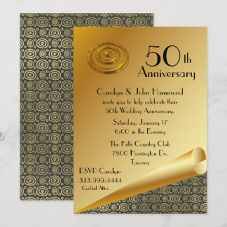 Invitation pour les 50 ans de mariage Chic Gold