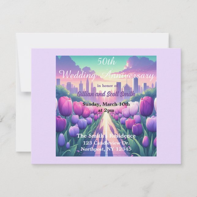 Invitation pour les 50 ans de mariage Cité Florale (Devant)