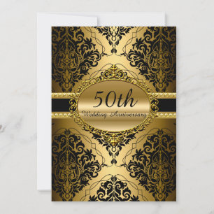 Invitation pour les 50 ans de mariage en damas or