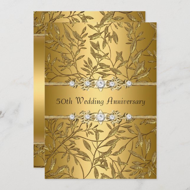 Invitation pour les 50 ans de mariage en feuille d (Devant / Derrière)
