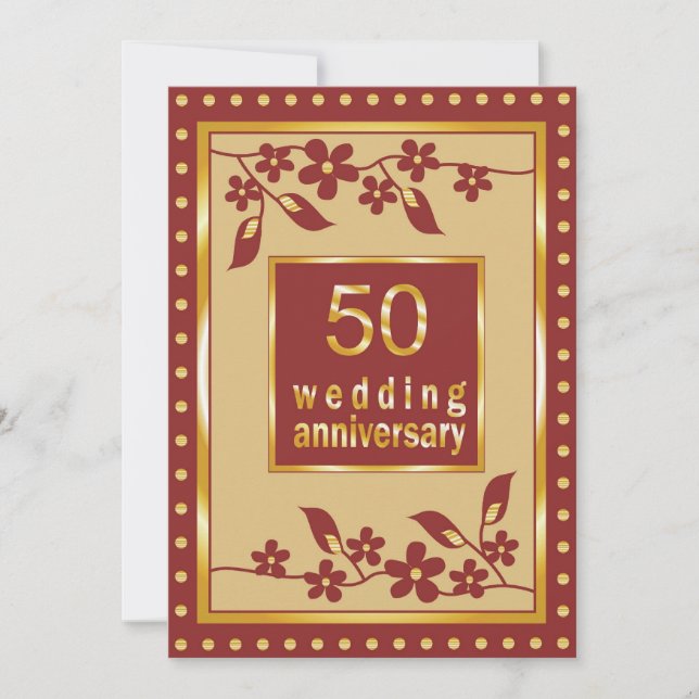 Invitation pour les 50 ans de mariage en or (Devant)