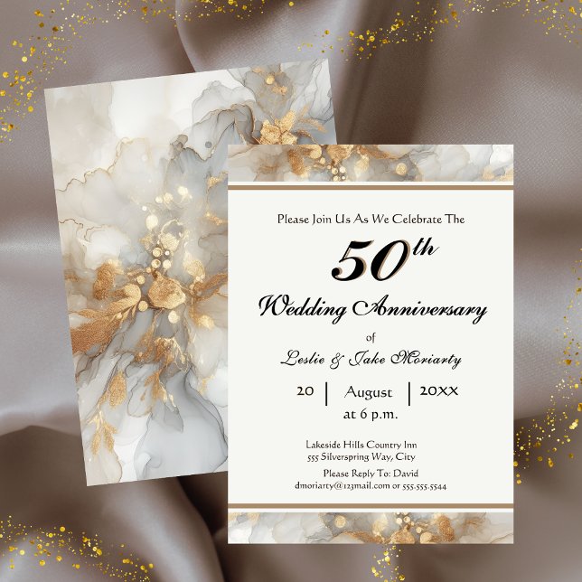 Invitation pour les 50 ans de mariage en or (Golden 50th Wedding Anniversary Invitation)
