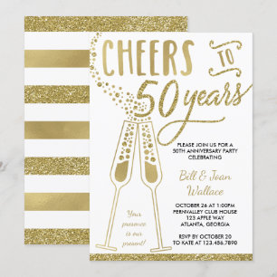 Invitation pour les 50 ans de mariage, Faux Glitte
