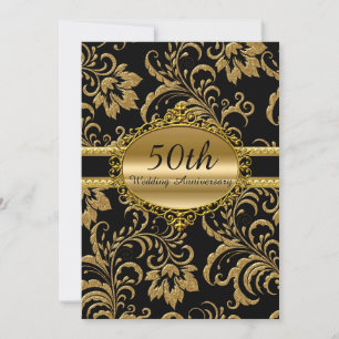 Invitation pour les 50 ans de mariage Fleurs en or