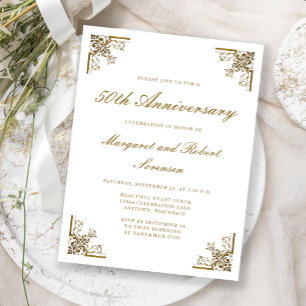 Invitation pour les 50 ans de mariage Gold Vintage