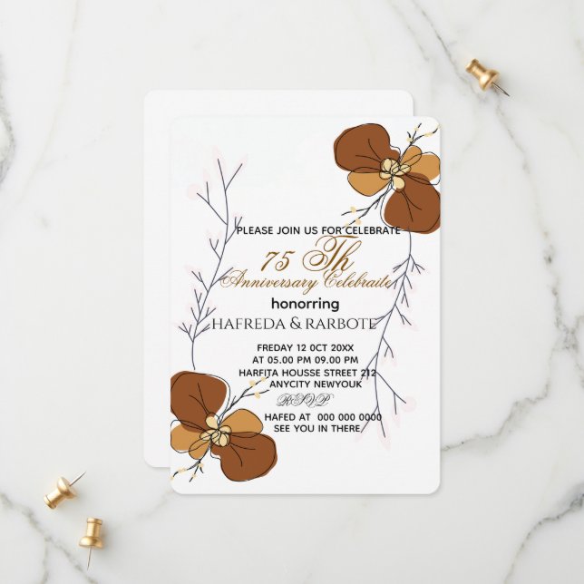 Invitation pour les 50 ans de mariage, Noces de ve (Devant/Arrière en situation)