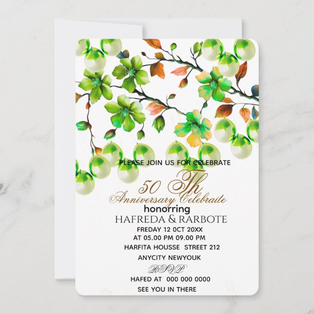 Invitation pour les 50 ans de mariage, Noces de Ve (Devant)