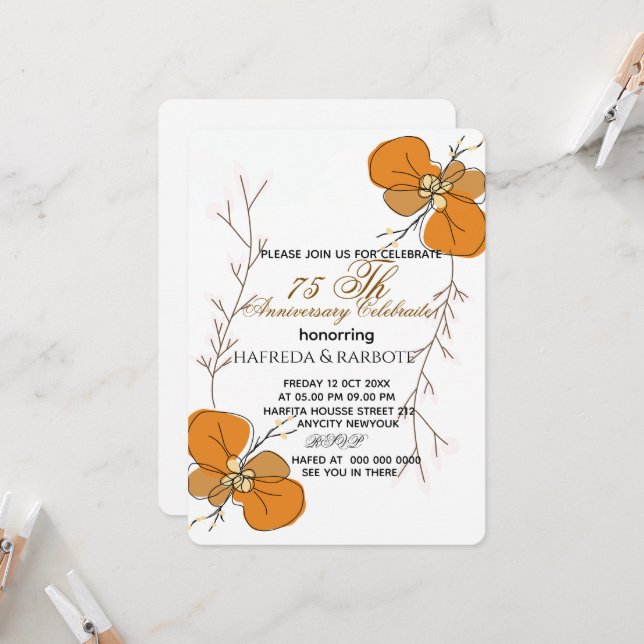 Invitation pour les 50 ans de mariage, Noces de Ve (Devant/Arrière en situation)
