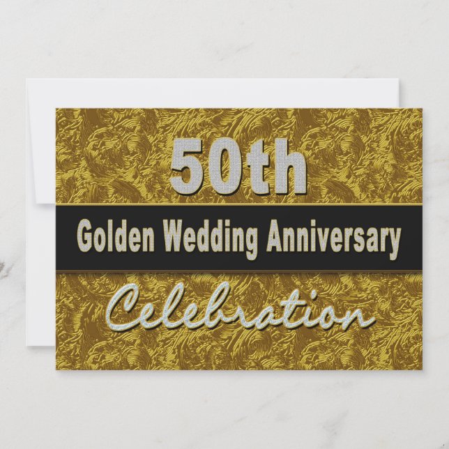 Invitation pour les 50 ans de mariage - Or (Devant)
