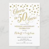 Invitation pour les 50 ans de mariage - Or et Blan