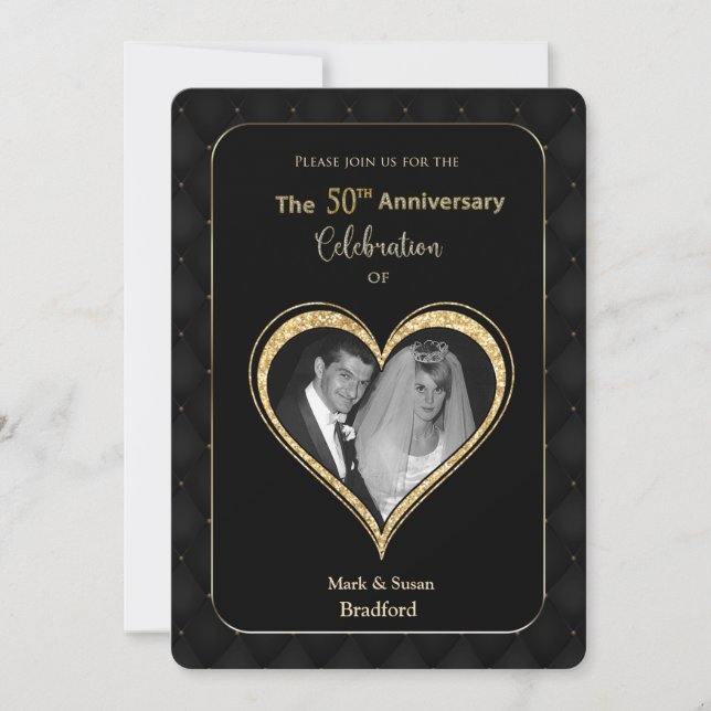 Invitation pour les 50 ans de mariage Orné Or (Devant)