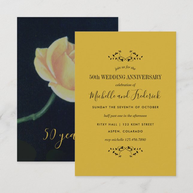 Invitation pour les 50 ans de mariage Rose (Devant / Derrière)