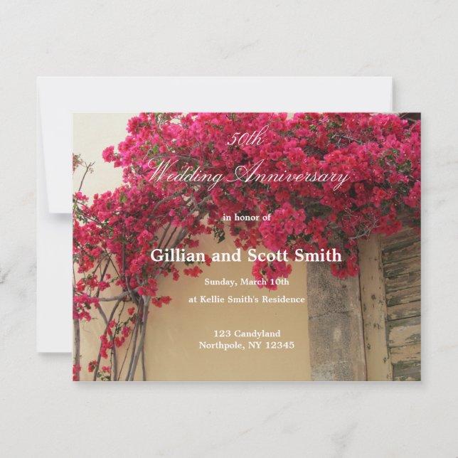 Invitation pour les 50 ans de mariage thème floral (Devant)
