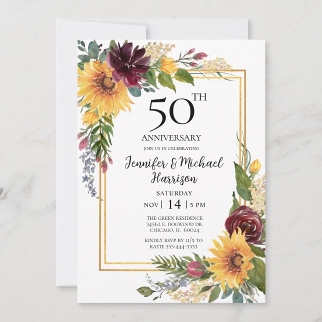Invitation pour les 50 ans de Tournesol (Devant)