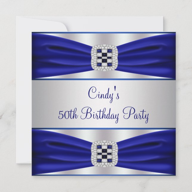 Invitation pour les 50 ans Diamant Saphir Bleu (Devant)