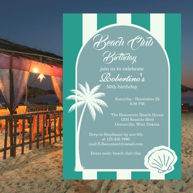 Invitation pour les 50 ans du Chic Coastal Stripe  (Créateur téléchargé)