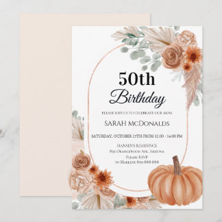 Invitation pour les 50 ans d'une femme Citrouille 