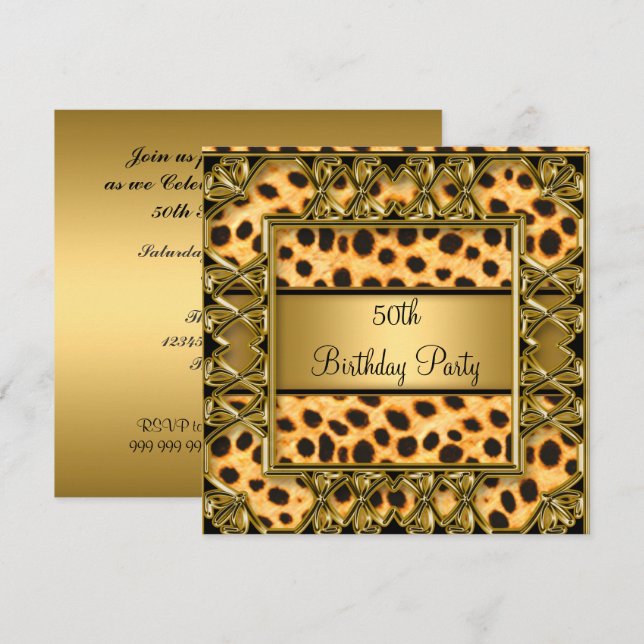 Invitation pour les 50 ans d'une femme Jaguar (Devant / Derrière)