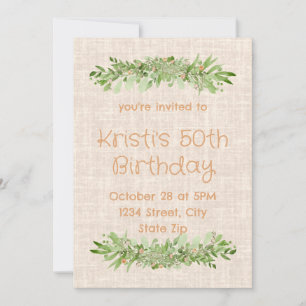 Invitation pour les 50 ans – Linen Greenery Cinq